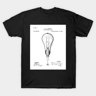 Edison Lamp Patent - Housewarming Home Hallway Entry Decor Art - White T-Shirt